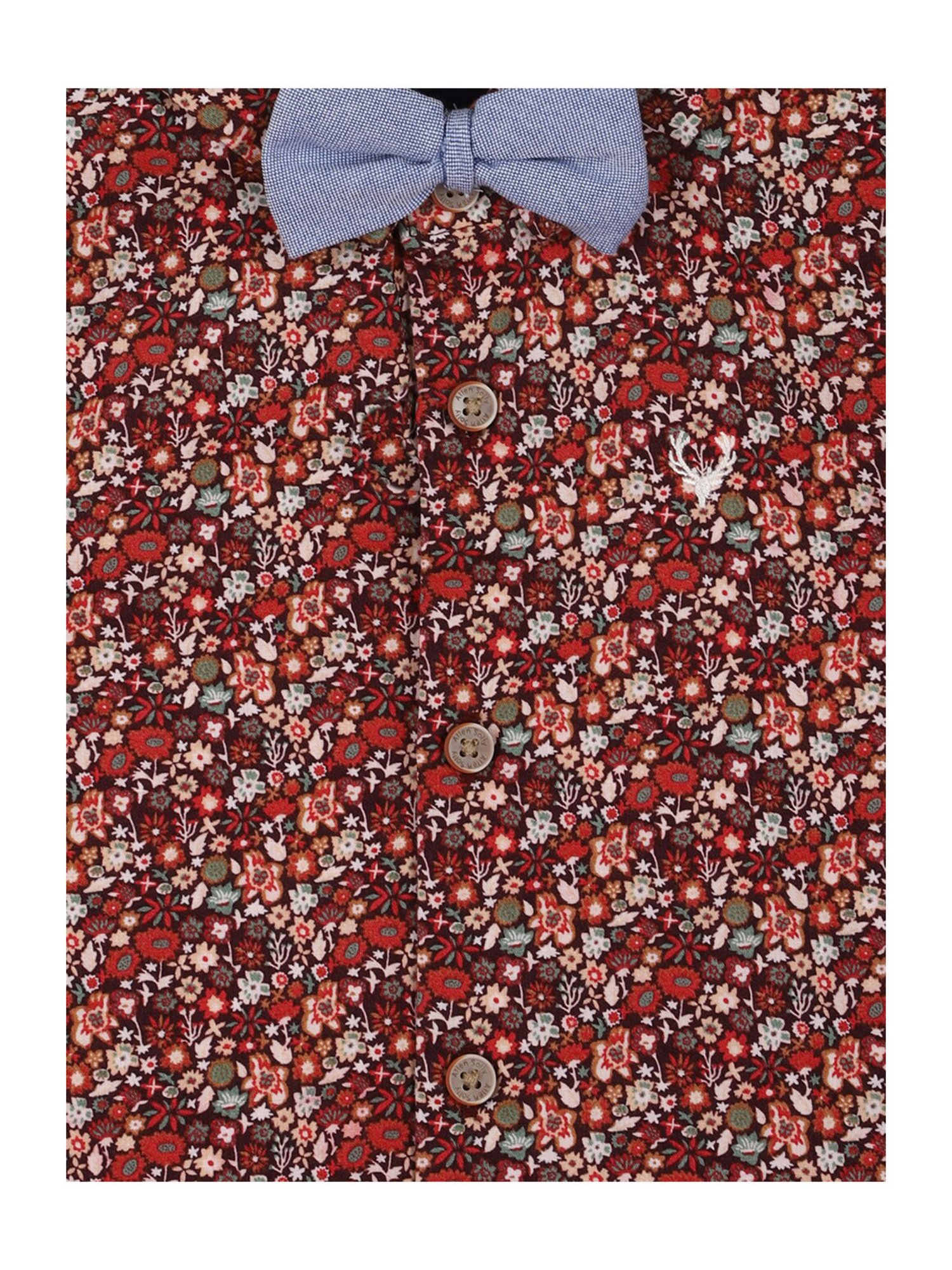 Allen Solly Junior Maroon Floral Print Full Sleeves Shirt
