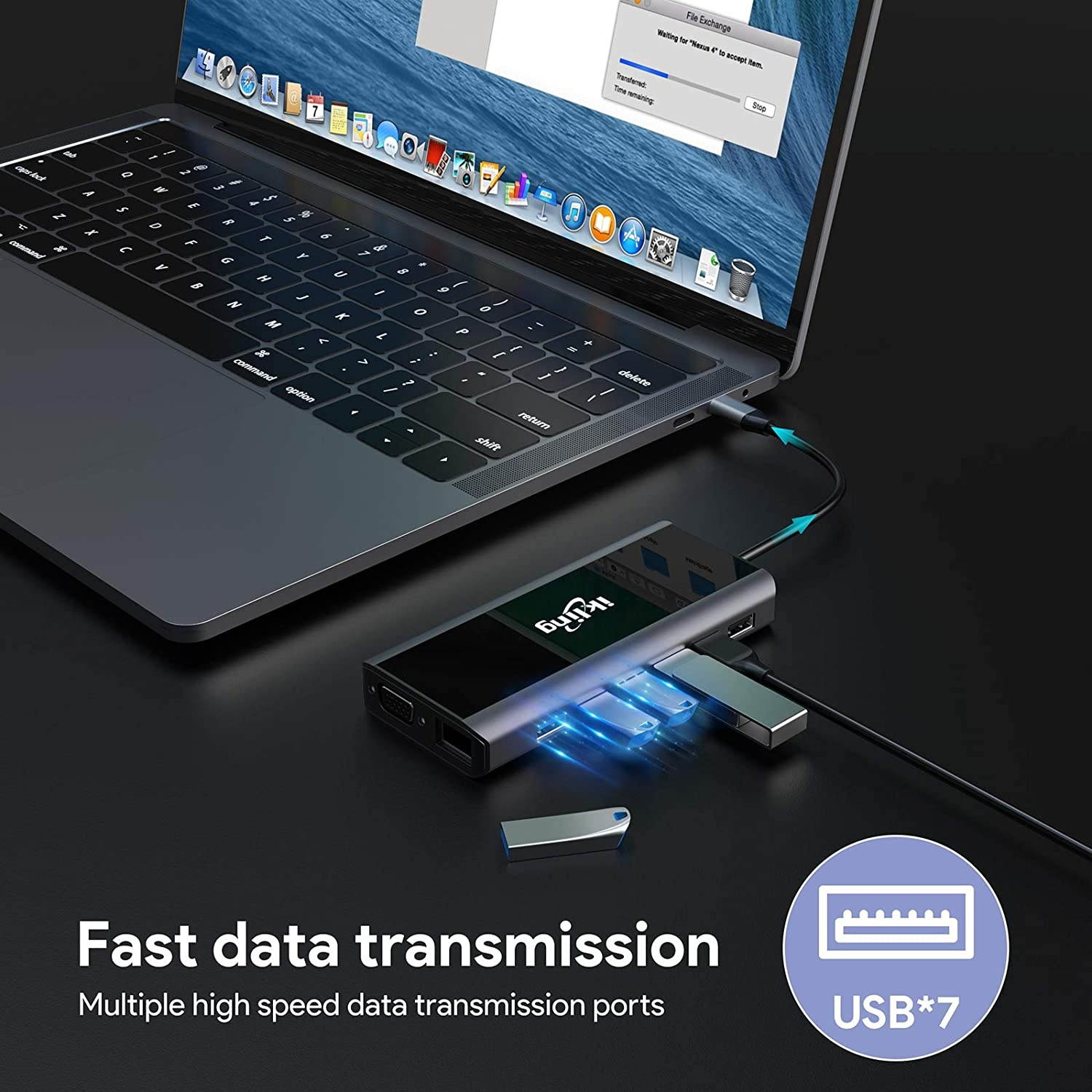 USB C Hub, 15-in-1 USB C Docking Station to HDMI, VGA, Wireless Charger, Gigabit Ethernet, 3 USB 3.0, SD/TF Card Reader, USB C to 3.5mm, USB C Dock for MacBook Pro and Type C Device (Thunderbolt 3)