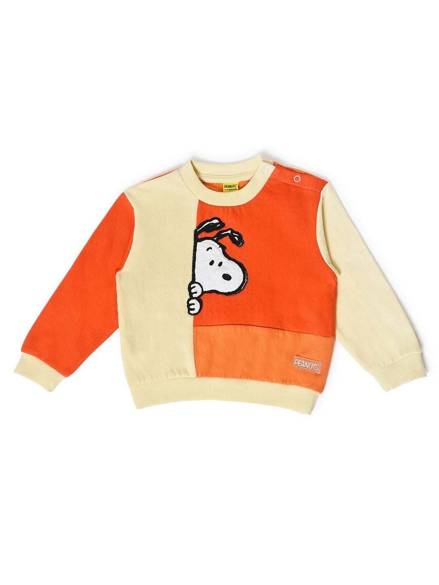MiArcus Kids Cream & Orange Cotton Color Block Full Sleeves Sweatshirt