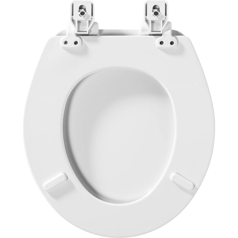 Lannon Never Loosens Round Enameled Wood Toilet Seat with Slow Close Hinge White - Mayfair by Bemis