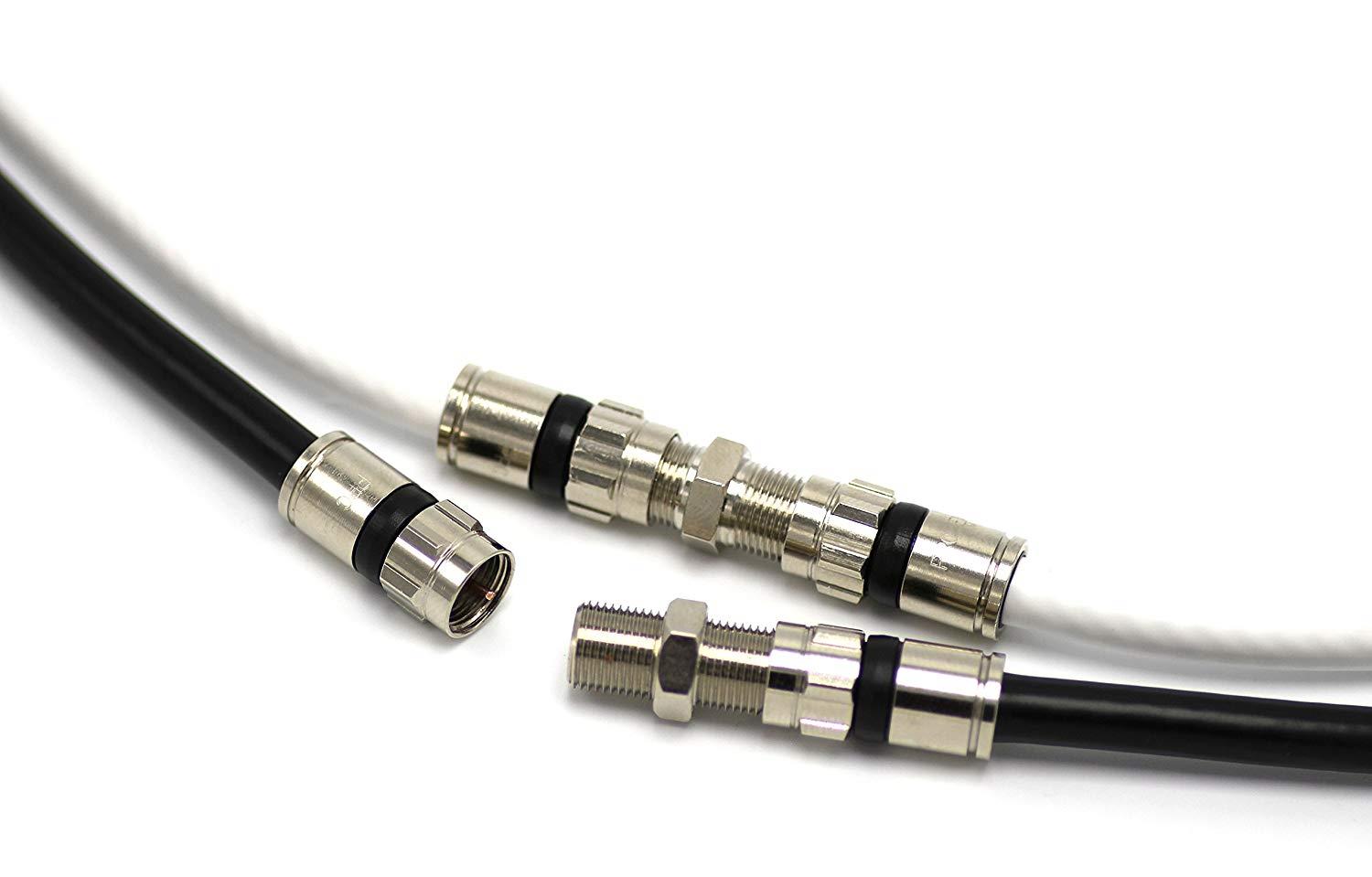 Black 200ft Dual RG6 Coax with High Quality Compression Connectors