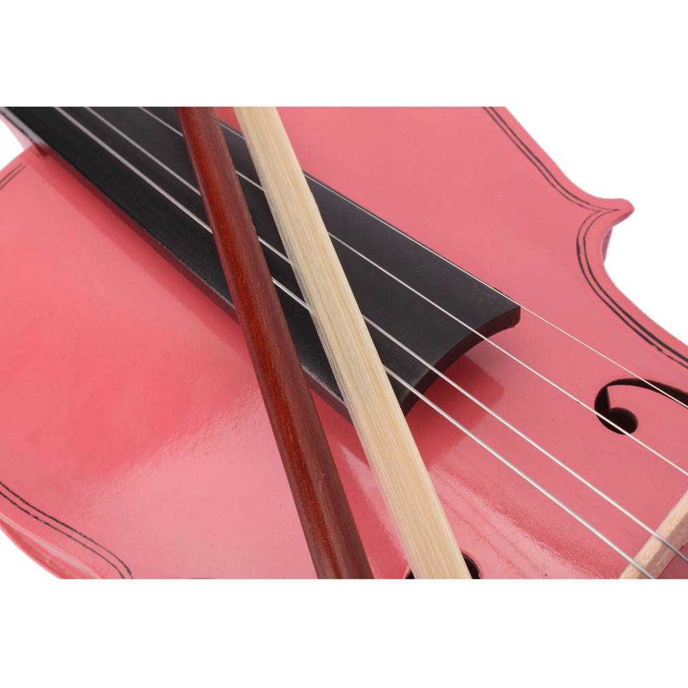 1/4 Size Acoustic Violin Fiddle w/ Case Bow Pink for Children Kids Students
