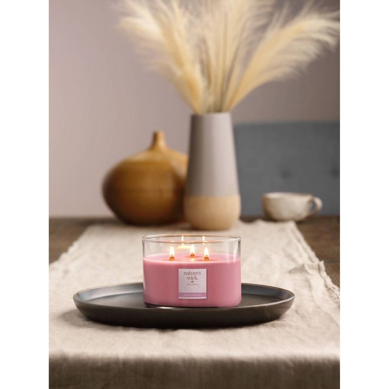 Lidded Glass Jar Crackling Wooden Wick Woodland Rose Candle - Nature's Wick