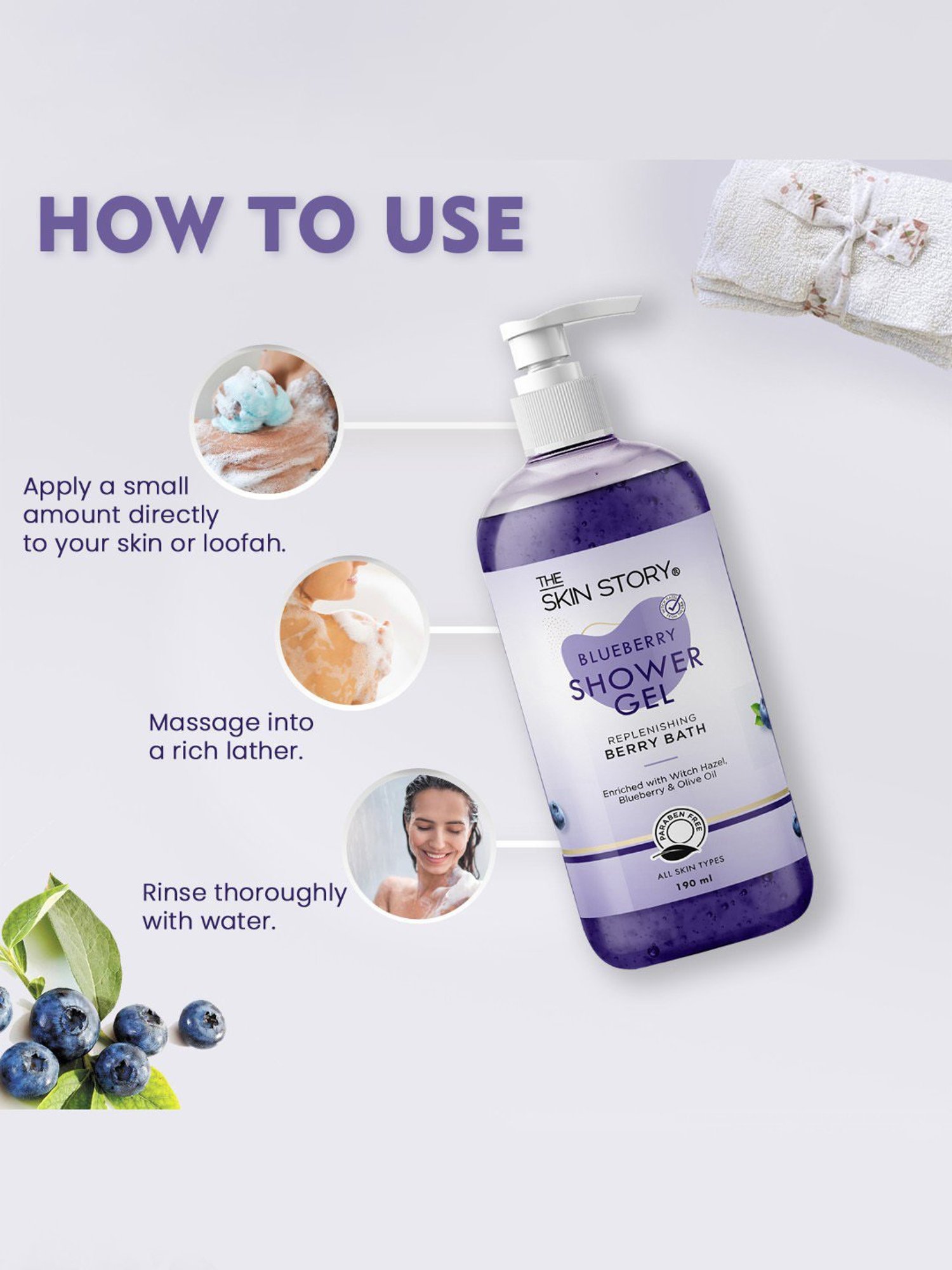 The Skin Story Blueberry Replenishing Berry Bath Shower Gel - 190 ml