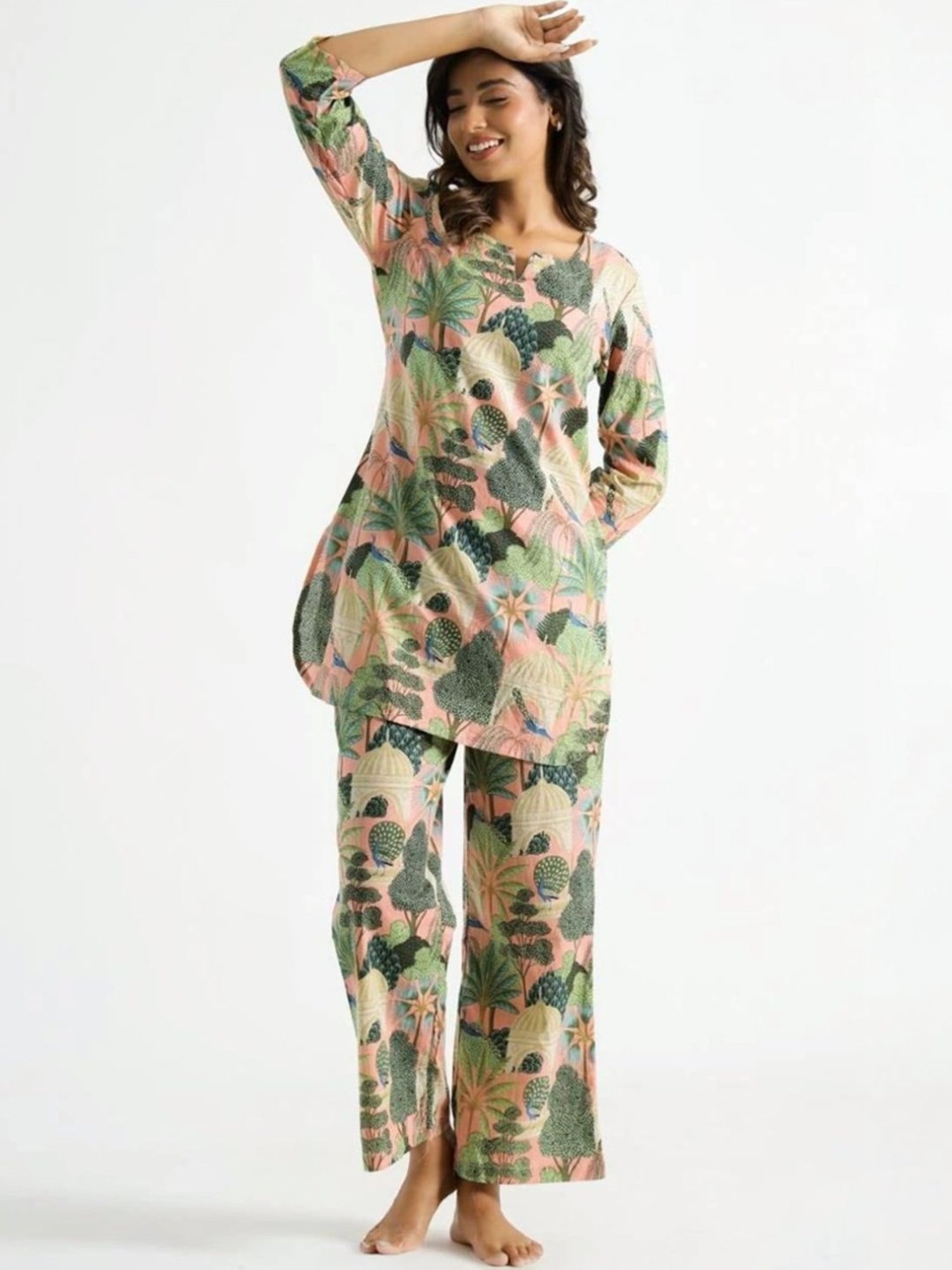 Autumnlane Purple Freya Safari Cotton Top with Pant Co-ord Set