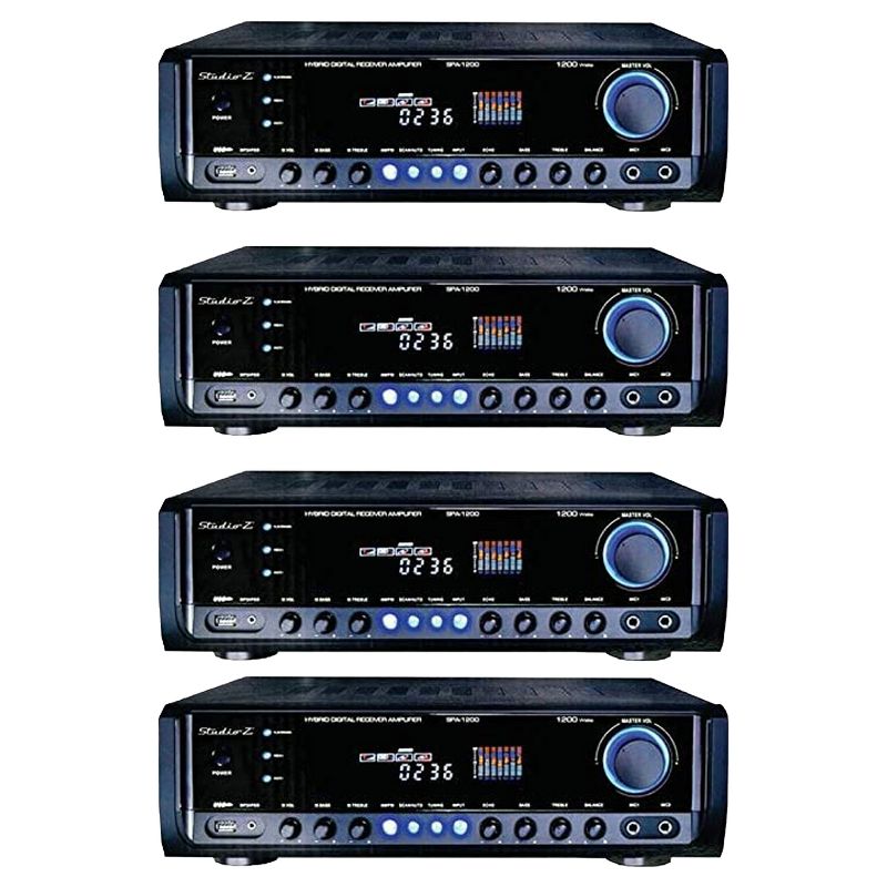 Studio Z 4 x SPA-1200BT 1200 Watt Digital Home Audio Sound System Hybrid AM/FM Radio Stereo Receiver and 2 Channel Amplifier (4 Pack)
