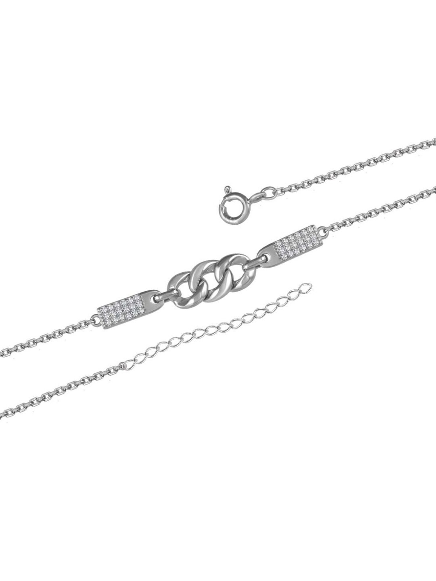 Rihi by P.C. Chandra Jewellers 92.5 Sterling Silver Link Chain Bracelet for Women & Girls