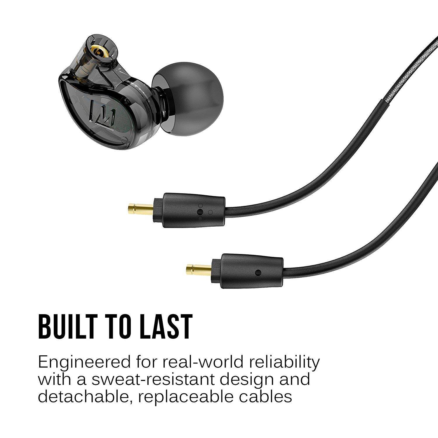 MEE audio M6 PRO 2nd generation Universal-Fit Noise-Isolating Musicians&rsquo; In-Ear Monitors with Detachable Cables (Smoke)
