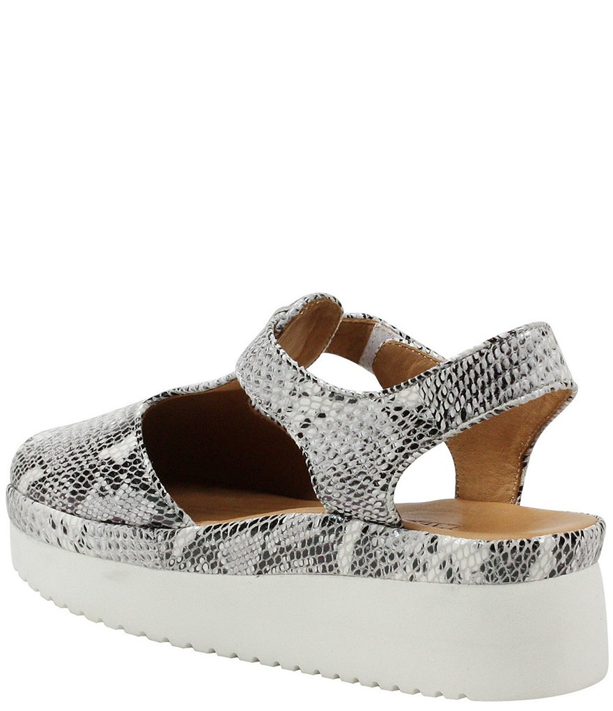 L'Amour Des Pieds Almika Snake Print T-Strap Flatform Sandals