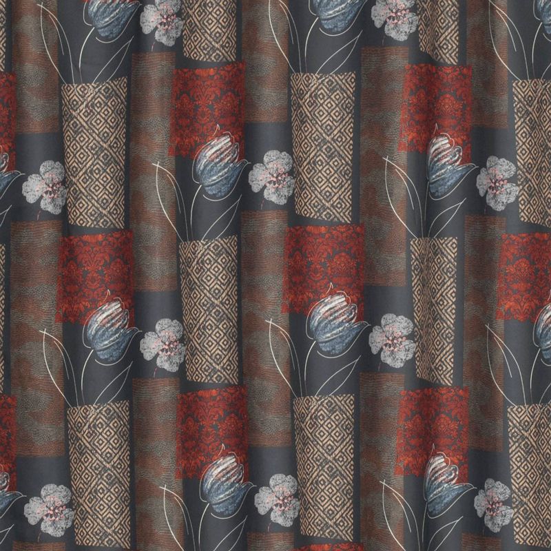 Borneo Floral Textured Shower Curtain Brown/Red - Creative Bath