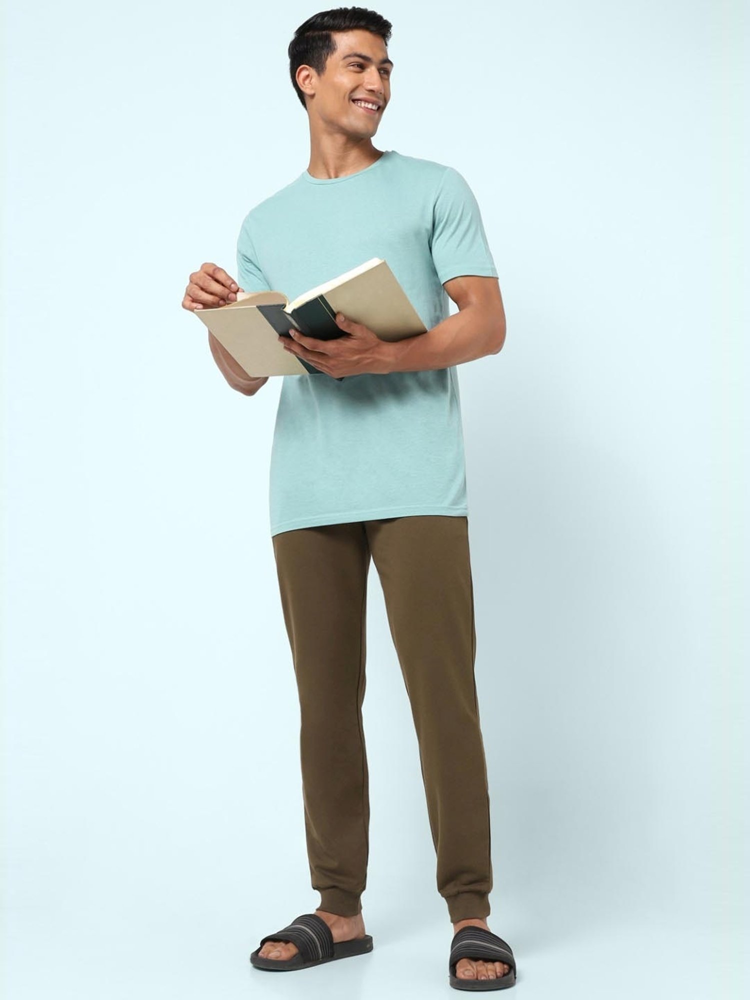 Ajile by Pantaloons Brown Cotton Slim Fit Nightwear Joggers