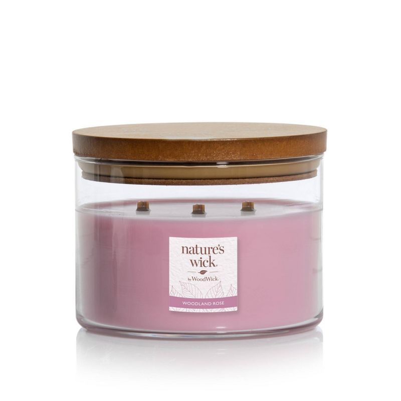 Lidded Glass Jar Crackling Wooden Wick Woodland Rose Candle - Nature's Wick