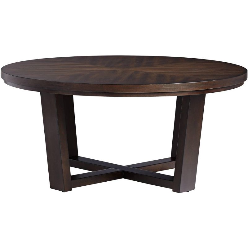 Elm Lane Conrad 40" Wide Dark Brown Wood Round Coffee Table