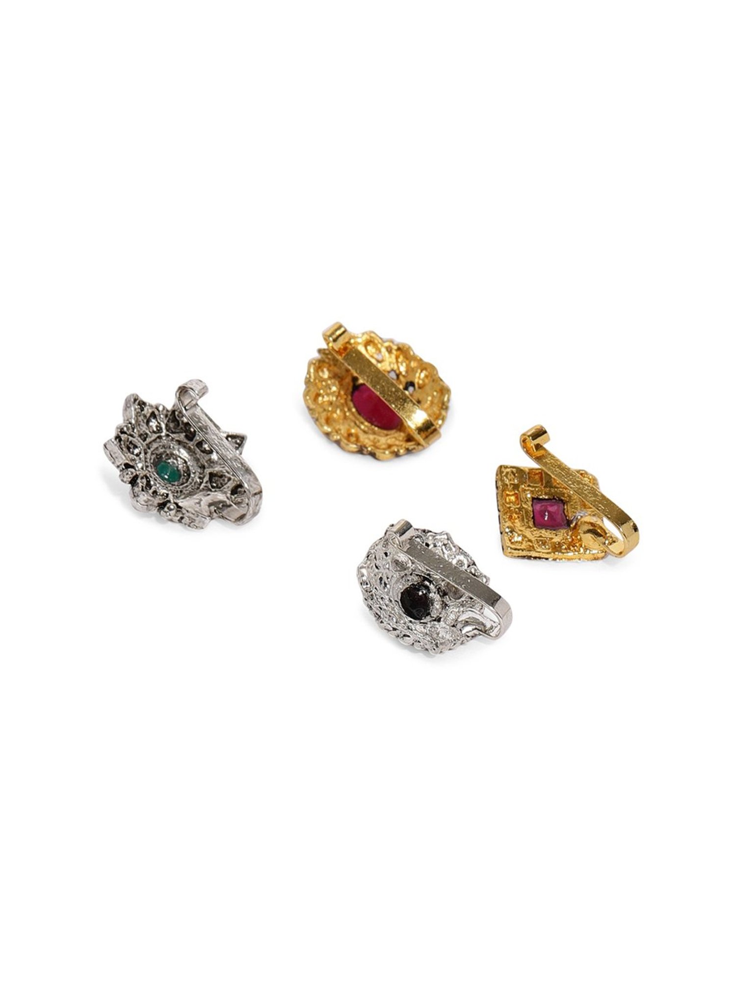 Zaveri Pearls Multicolor Alloy Nose Clip - Set of 4