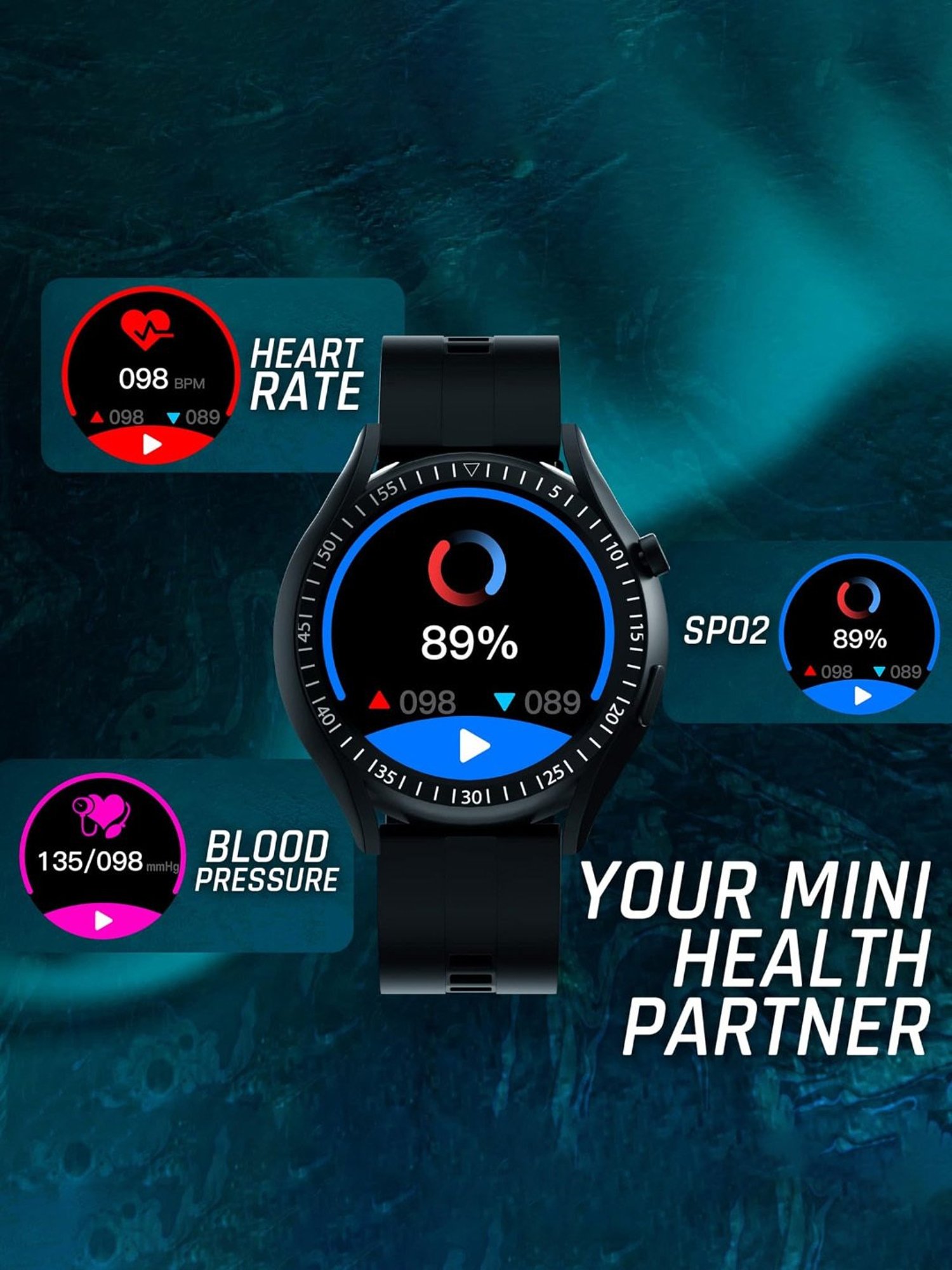 Hammer Pulse Ace Plus Round Dial Bluetooth Calling Smartwatch (Black)