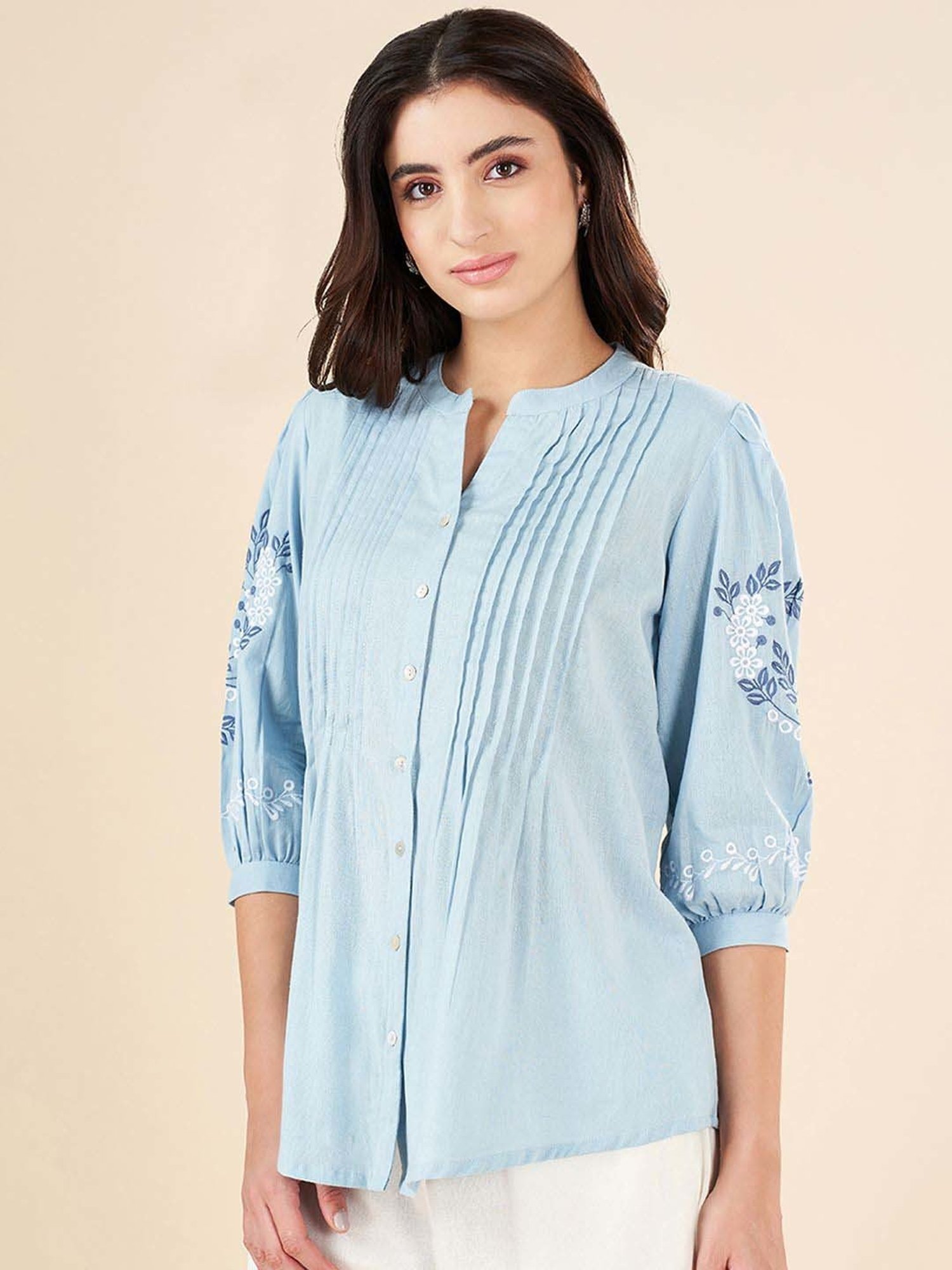 Akkriti by Pantaloons Dream Blue Printed Tunic