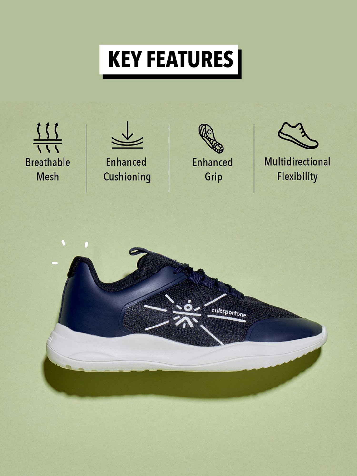 Cultsportone Men's Dash Navy Running Shoes