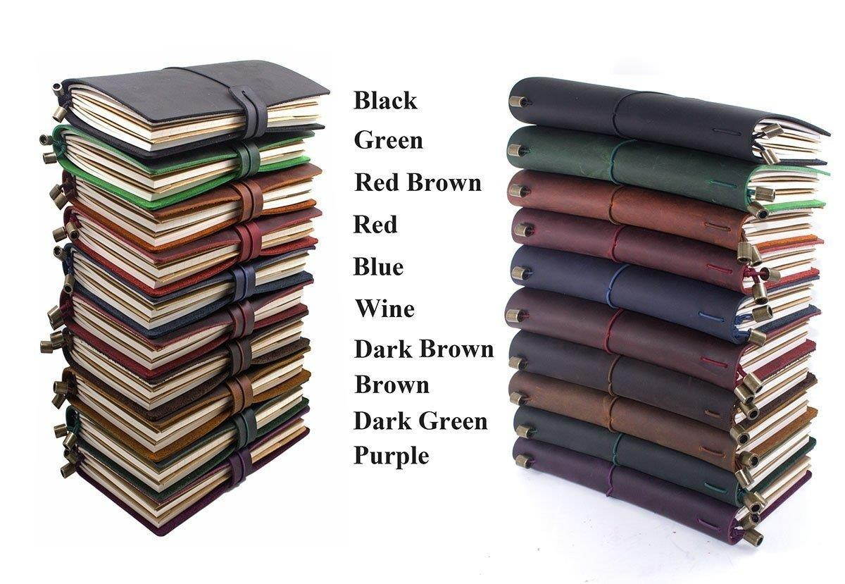 Leather Journal, Handmade Vintage Refillable Travel Diary Writing Notebook Gift for Men & Women 7"x4" Blue