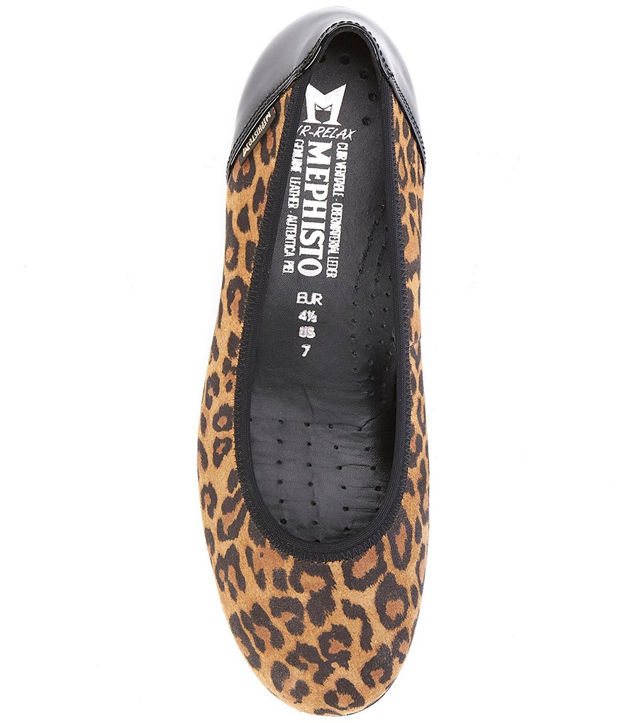 Mephisto Emilie Leopard Print Leather Ballet Flats