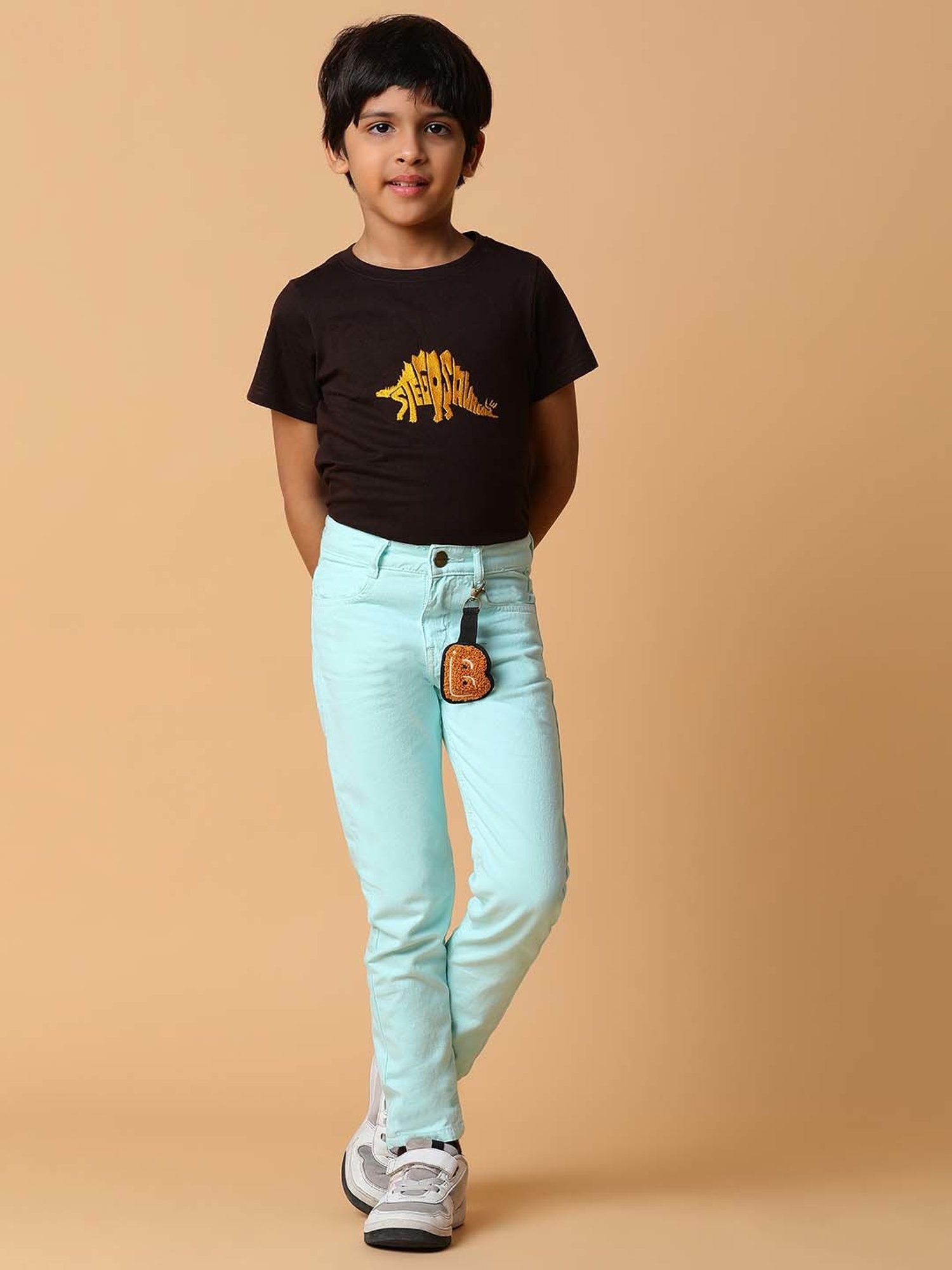 Tales & Stories Boys Mint Green Cotton Slim Fit Trousers