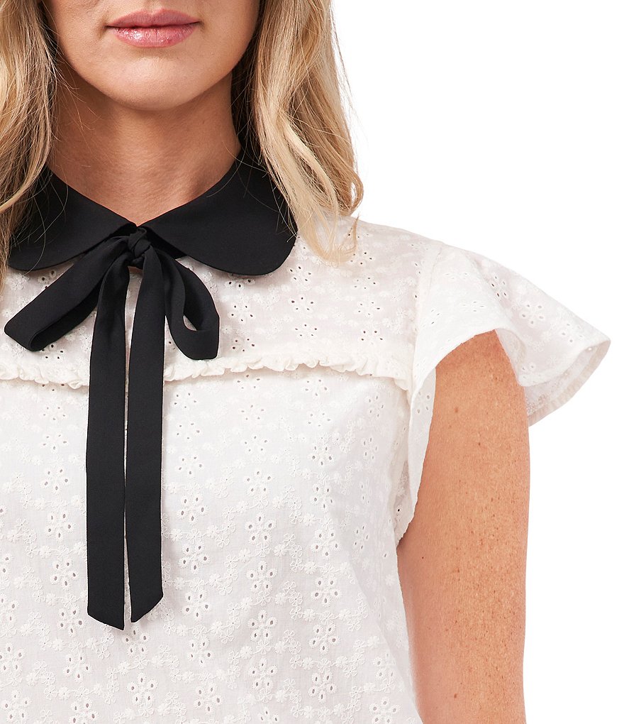 CeCe Peter Pan Collar Eyelet Blouse