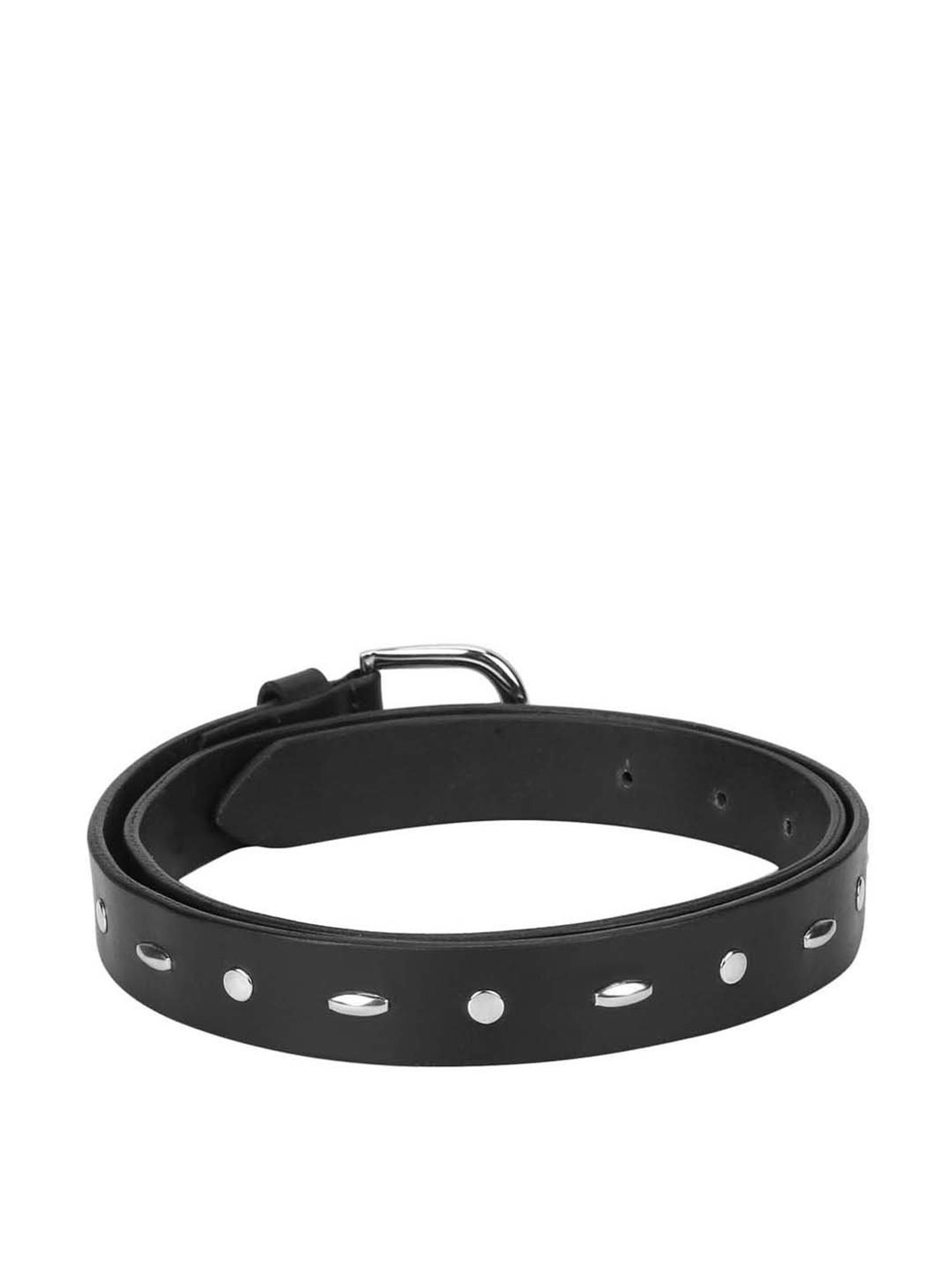 Aditi Wasan Black Leather Narrow Belt for Women