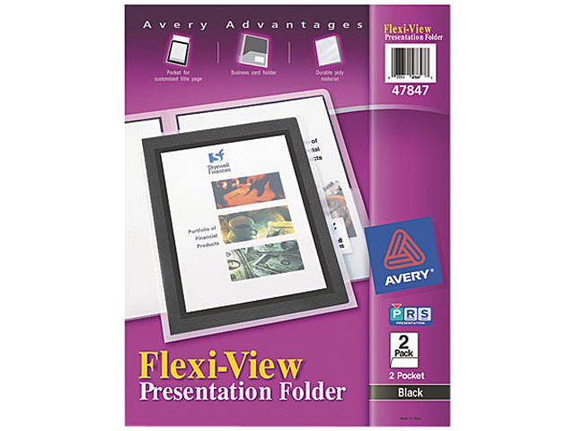Avery Flexi-View Two-Pocket Folders, 2 Folders, Black (47847)