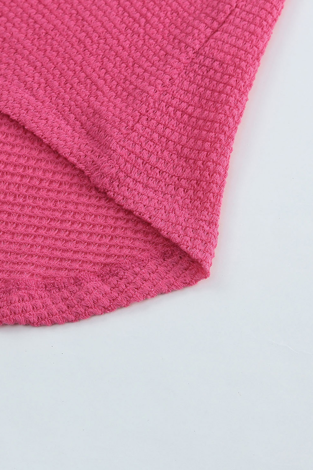 Hot Pink Pocket Buttons Front Waffle Knit Shacket