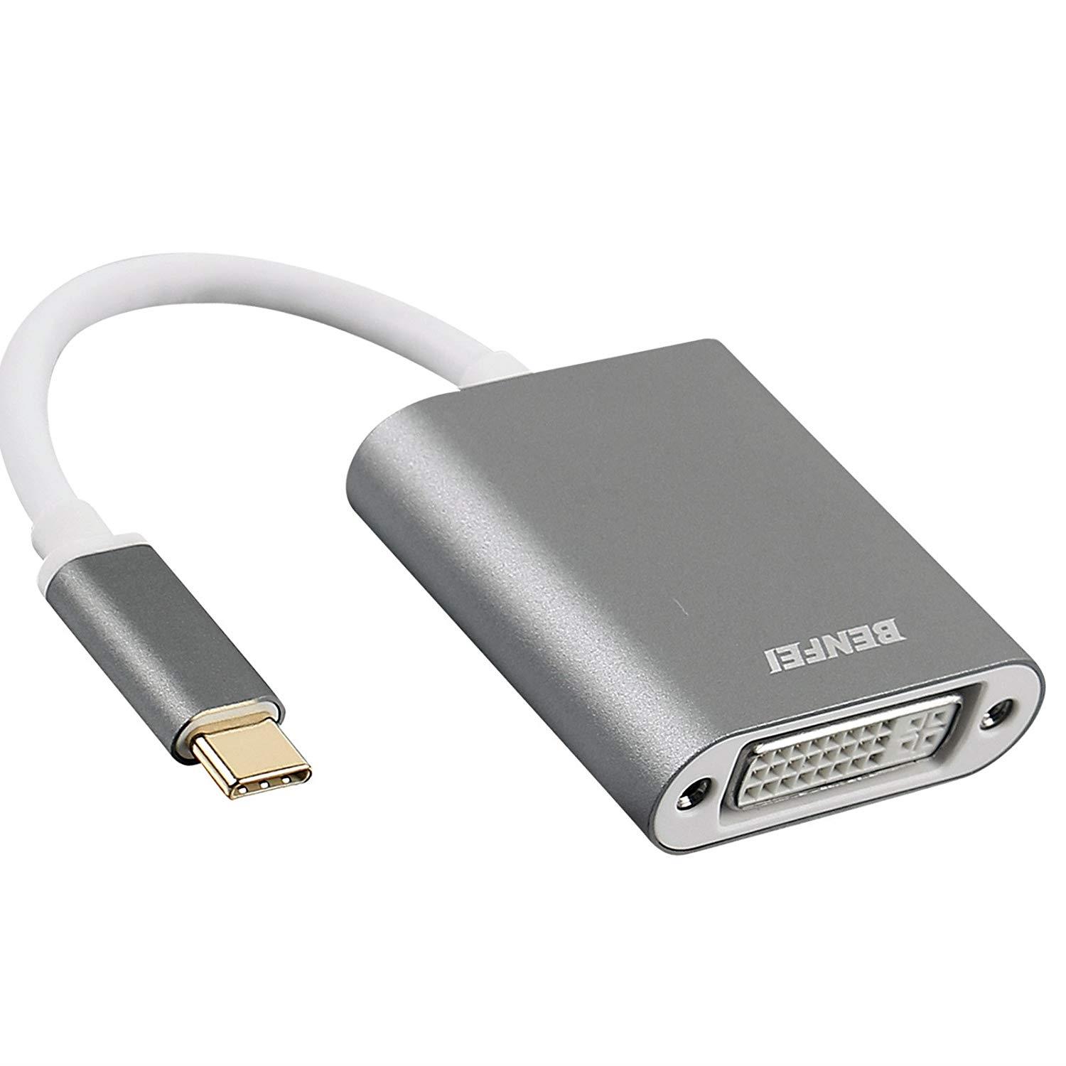 USB Type C(Thunderbolt 3) to DVI Adapter, Benfei USB 3.1 (USB-C) to DVI-D Adapter Male to Female Converter for Apple New MacBook [2015 ,2016,2017]