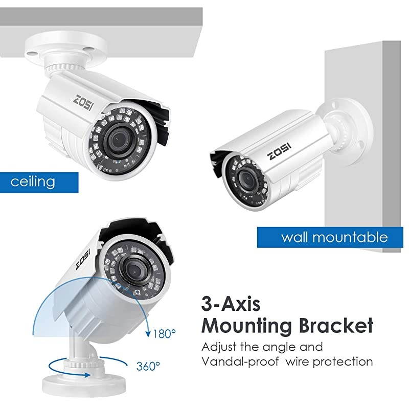 4 Pack 2.0MP 1080P 1920TVL HD-TVI Indoor Outdoor CCTV Cameras Kits 80ft IR Day Night Vision Waterproof Cameras Aluminum Housing for 720P / 1080N / 1080P/5MP/4K HD-TVI AHD CVI Analog DVR Systems