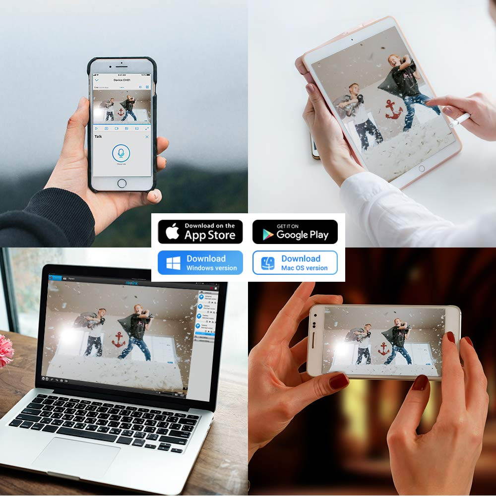 Reolink 8CH 4MP PoE Home Security Camera System, 4x 1440P HD Outdoor PoE Dome IP Cameras D400 and 2TB HDD NVR, 100ft Night Vision Audio, RLK8-420D4-4MP