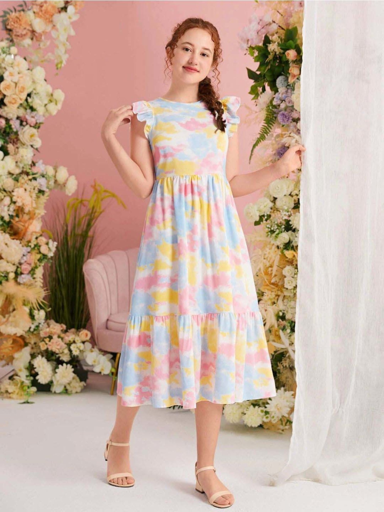 Bolly Lounge Girls Multicolor Floral Dress