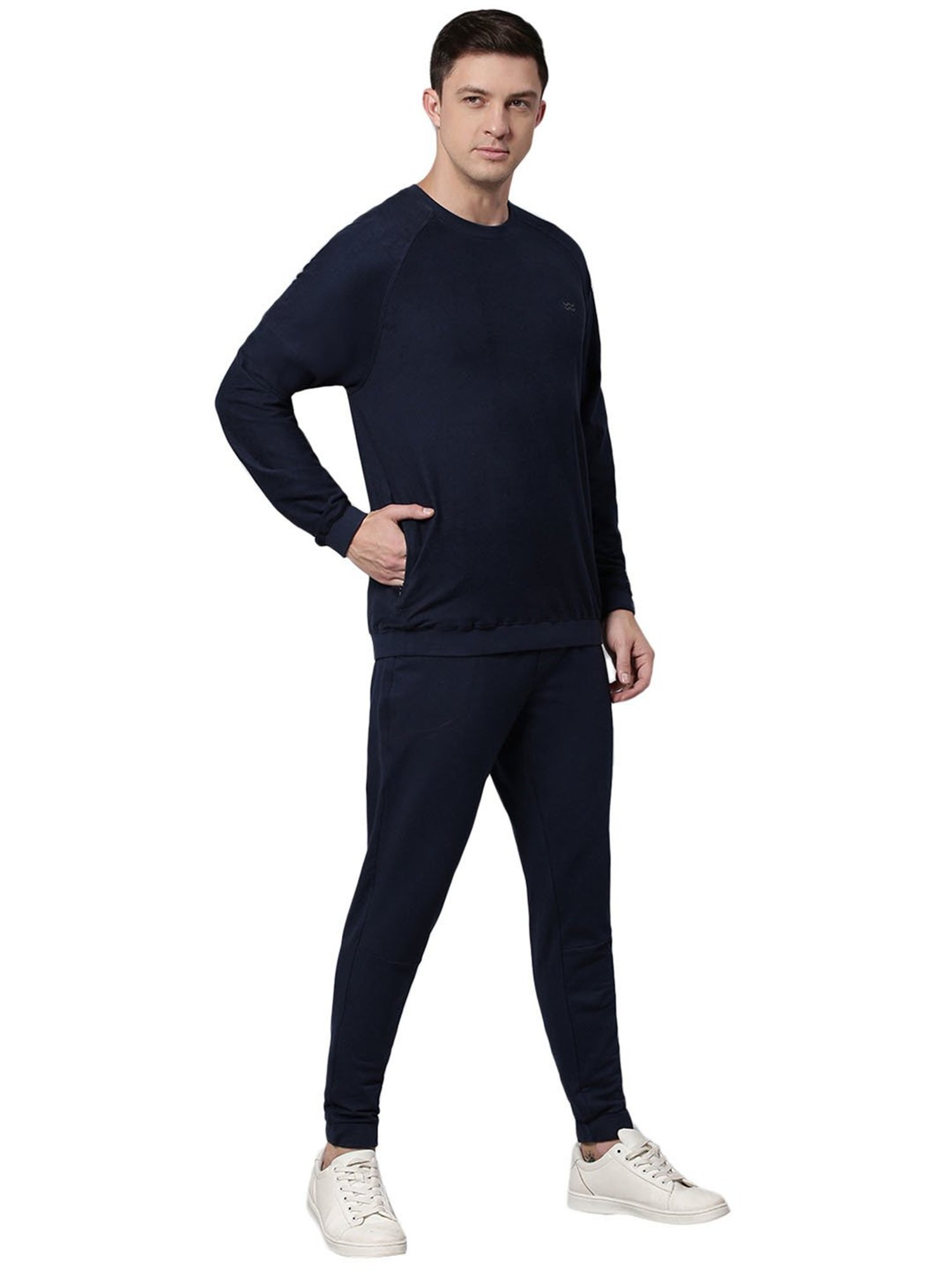 Slowave Navy Cotton Regular Fit Tracksuits