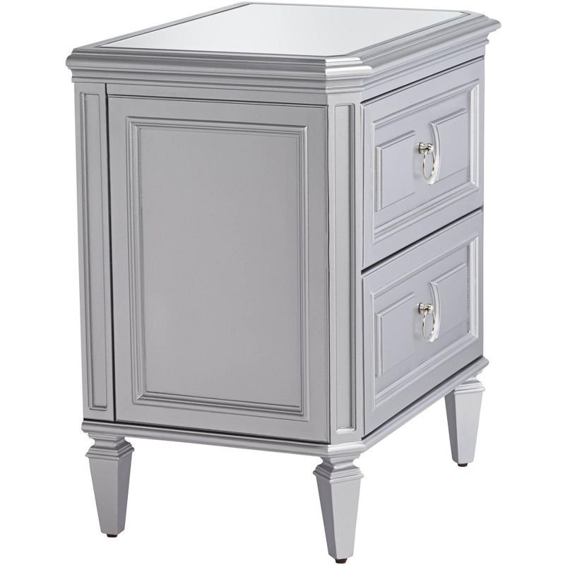 55 Downing Street Aurora 26" Wide 2-Drawer Mirrored and Silver Side Table