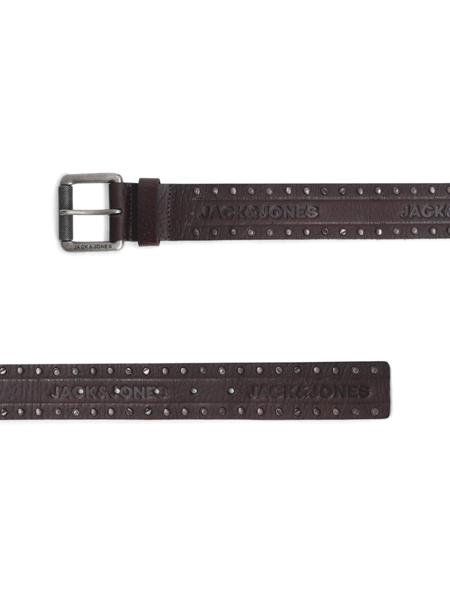 Jack & Jones Downtown Brown Noos Leather Textured Casual Belt for Men
