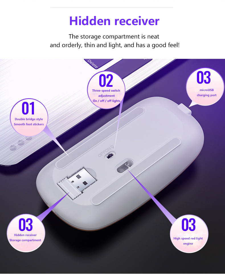 Silent LED Backlit Mice USB Optical Ergonomic Gaming Mouse Rechargeable Mouse Wireless PC Computer Mouse Gamer Mouse For Laptop