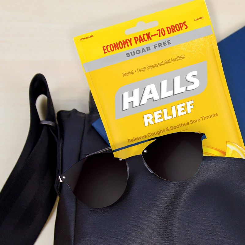 Halls Sugar Free Cough Drops - Honey Lemon - 70ct