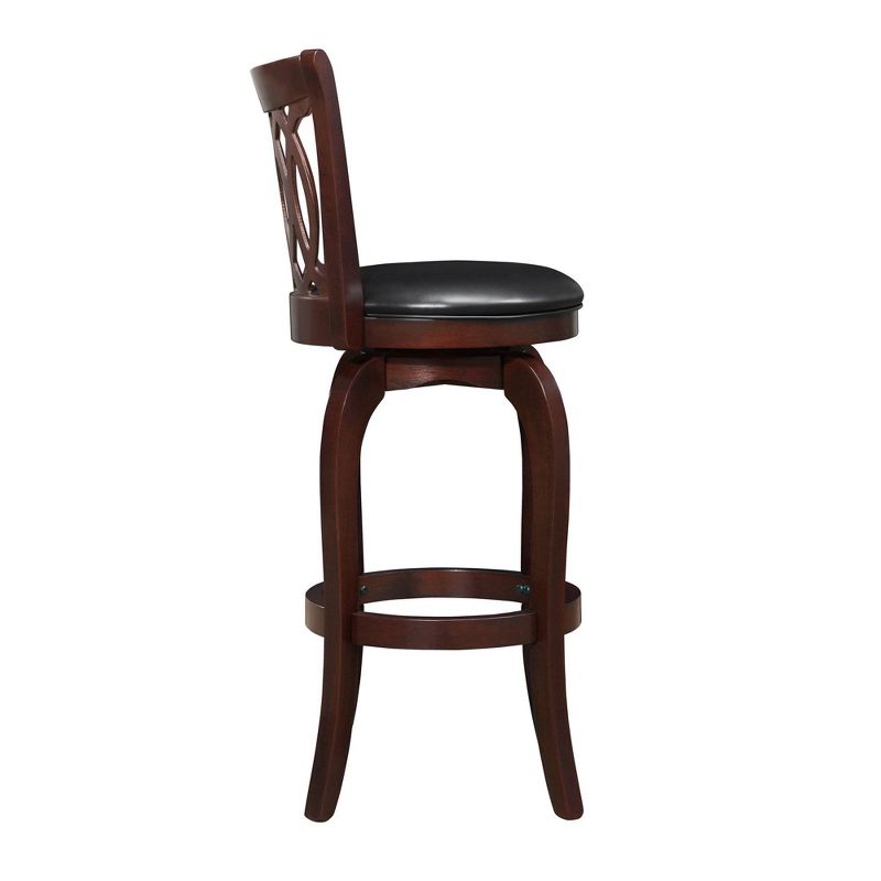 29" Parma Swivel Faux Leather Barstool Wood Black - Inspire Q
