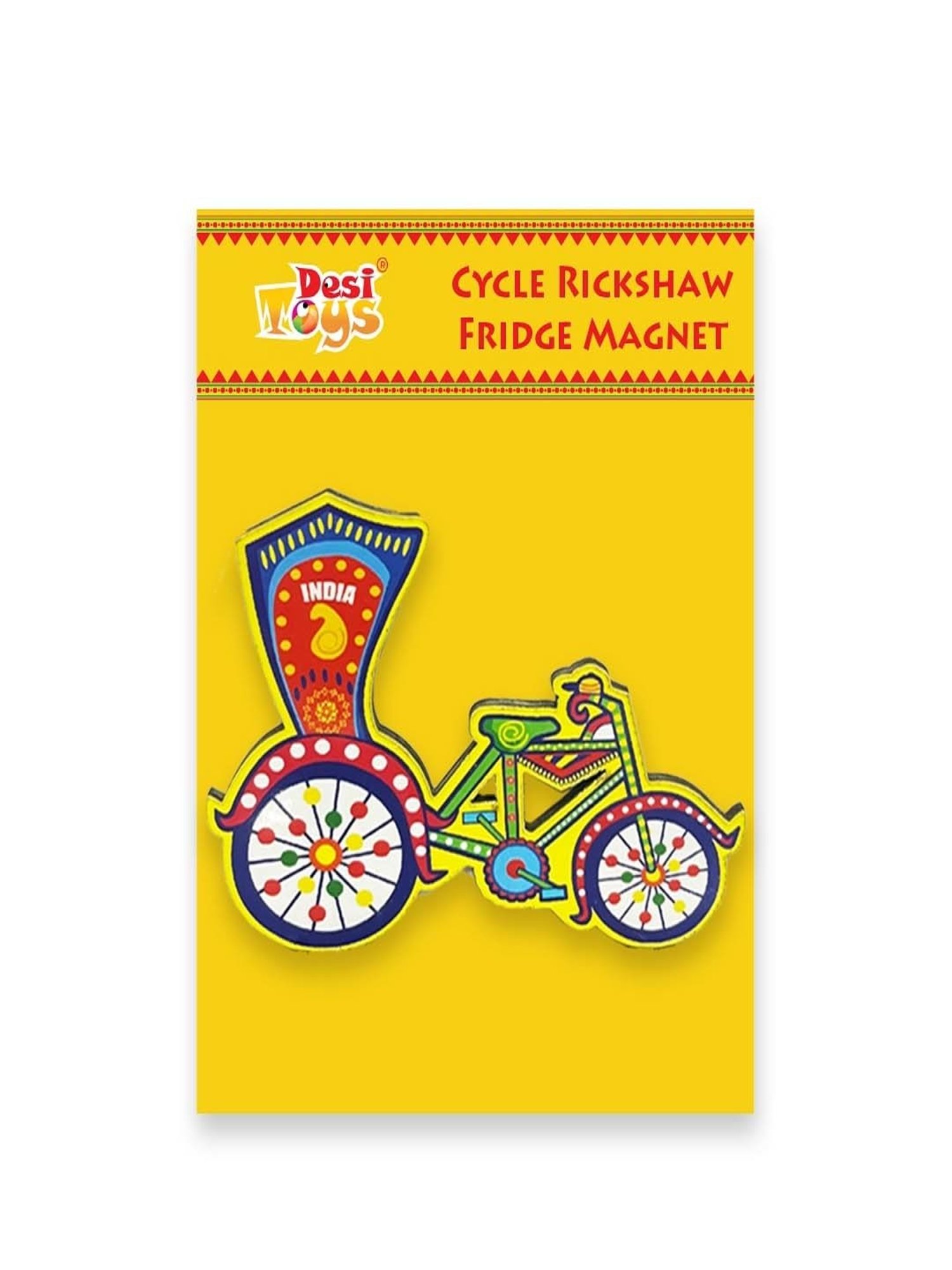 Desi Toys Kids Multicolor Cycle Rickshaw Fridge Magnet (3 x 1.6inches)