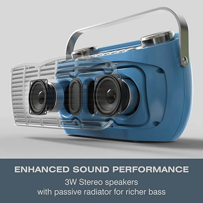 FM AM Radio Alarm Clock Bedside Mains Powered Or Battery FM Retro Radio with LCD Display Clock Radio Blue