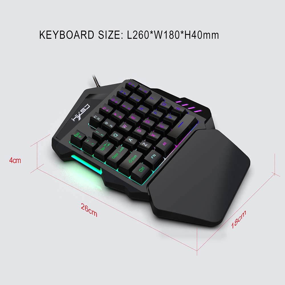 Docooler Gaming Keyboard Single Hand Membrane Mini 35 Keys with USB Wired for PUBG LOL CS Gamer HXSJ