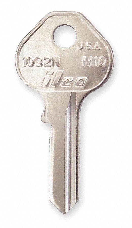 Key Blank, Brass, Type M10, 4 Pin, PK 10