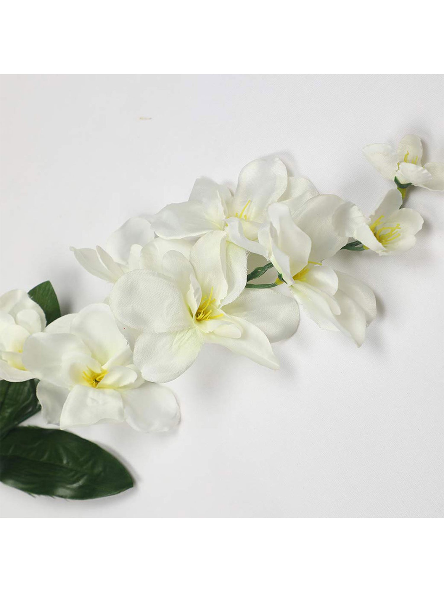 Amflix White Artificial Bonsai Orchid Flower Plant Without Pot