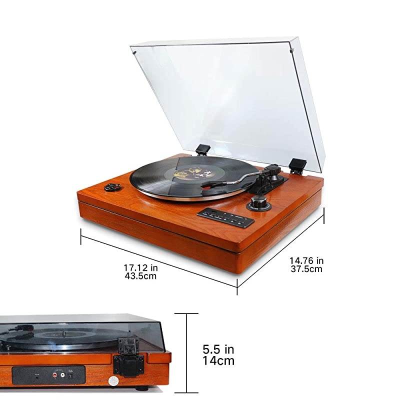 for Vinyl Records 3 Speed Portable Phonograph Record Player with Wireless Speakers Bluetooth Auxin USB Port for Flash Drive