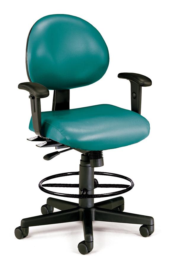 OFM 24 Hour Ergonomic Task Chair with Arms and Drafting Kit, Anti-Microbial/Anti-Bacterial Vinyl, in Black (241-VAM-AA-66)
