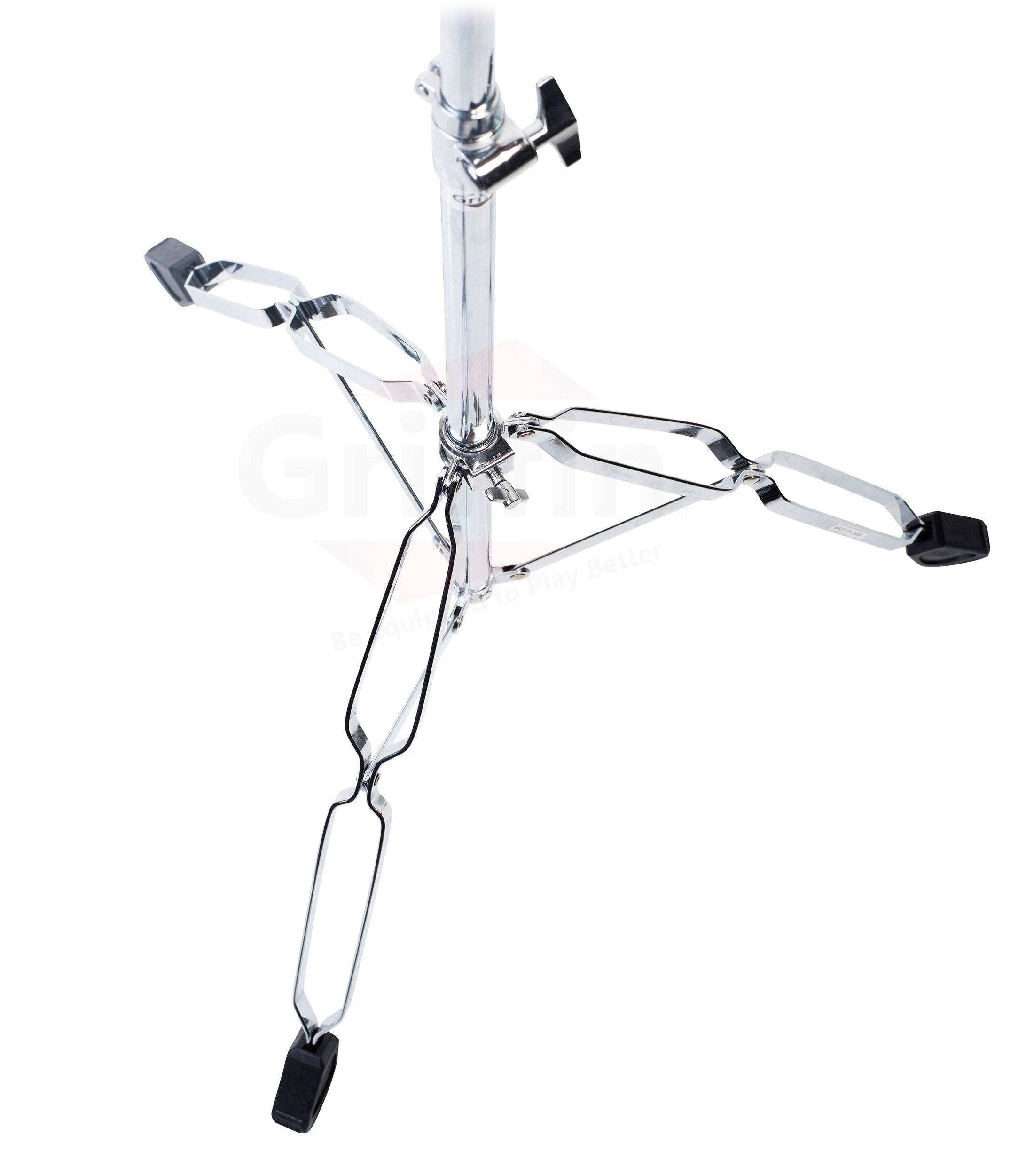 Straight Cymbal Stand (2 Pack) by GRIFFIN | Double Braced Legs, Slip-Proof Gear Holder | Light-Duty for Mobile Drummers | Percussion Drum Hardware Set for Mounting Crash, Ride & Splash Cymbals