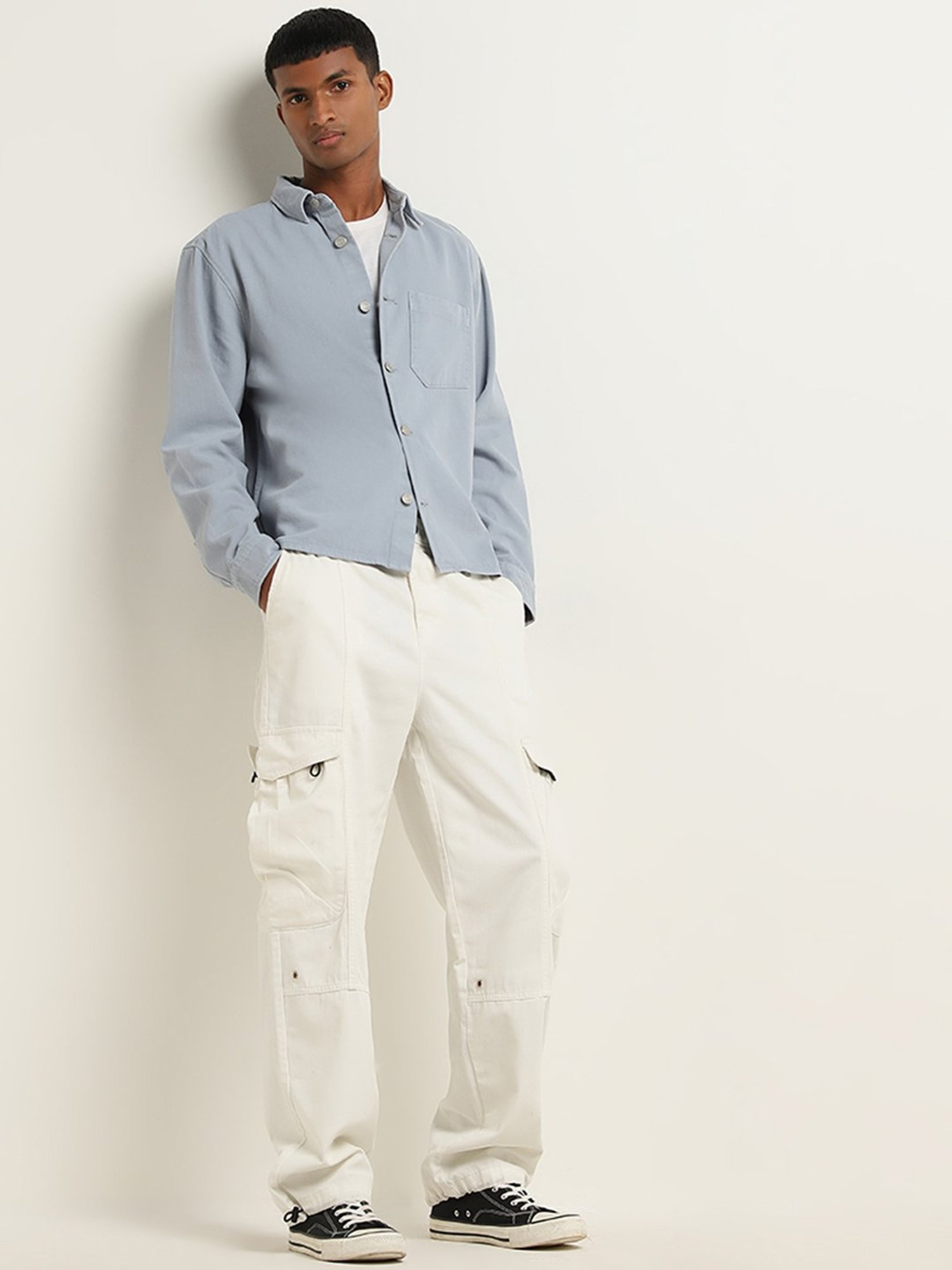 Nuon by Westside Dusty Blue Relaxed-Fit Cotton Jacket