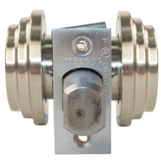 Medeco Maxum 11-R624-619-DK Satin Nickel US15 Grade 1 Double Cylinder Tubular Deadlock Deadbolt With 2-3/4" Backset And 1" Faceplate, High Security M3 Gotham Keyway
