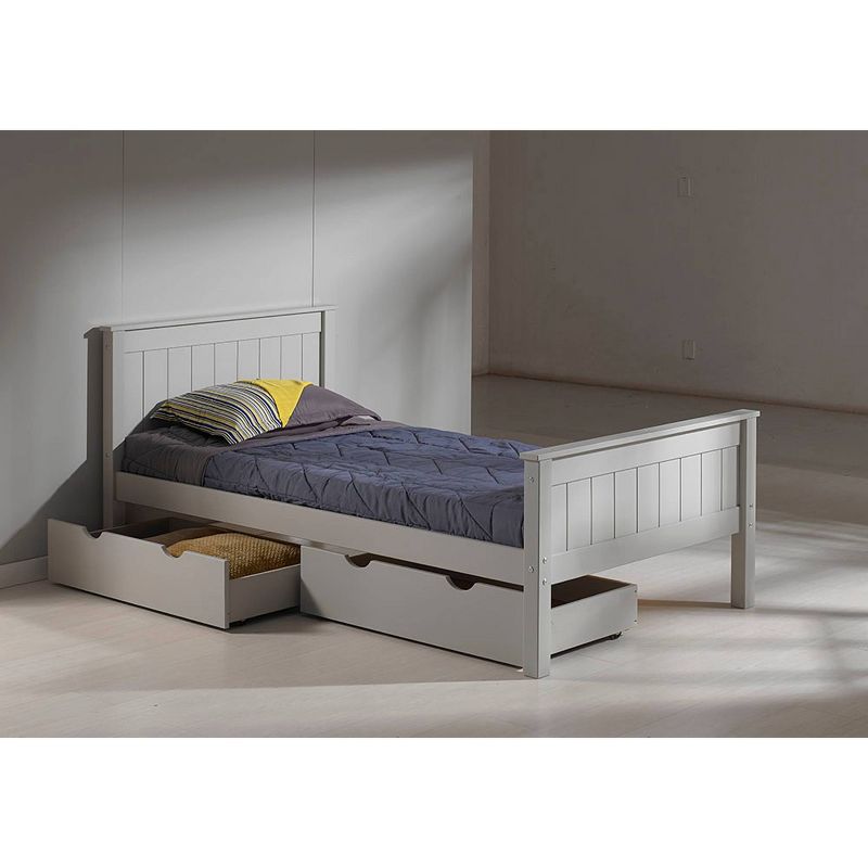Twin Harmony Wood Bed with Storage Drawers Dove Gray - Alaterre Furniture