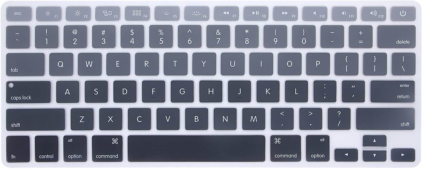 HRH Silicone Keyboard Cover Skin for MacBook Air 13,MacBook Pro 13/15/17 (with or w/Out Retina Display, 2015 or Older Version)&Older iMac USA Layout,Ombre Gray
